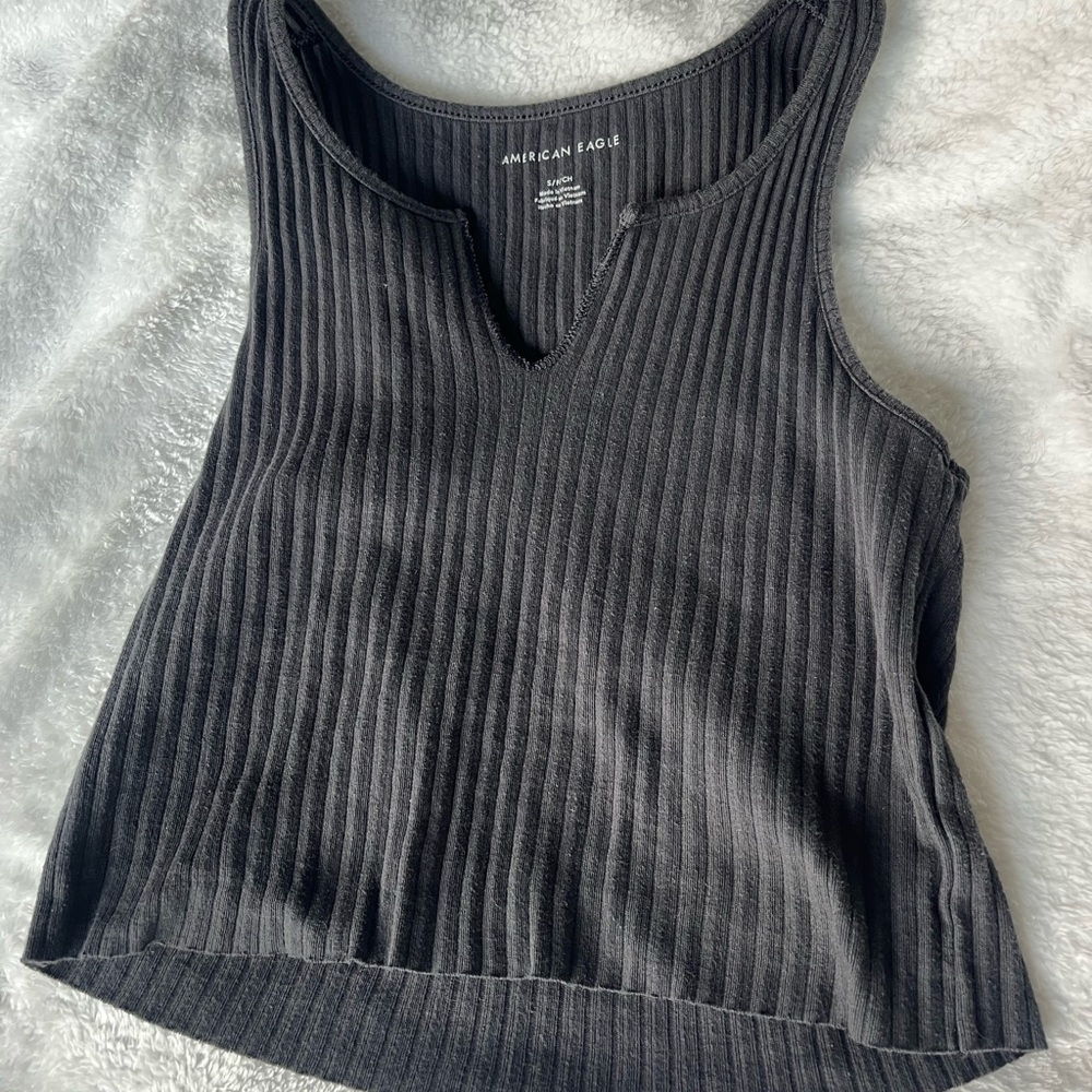 American Eagle Outfitters Women's Grey Ribbed Tank Top